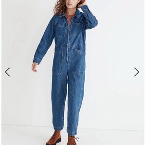 Madewell Zip Front Straight Leg Denim Coverall Jumpsuit Galemore Wash Medium